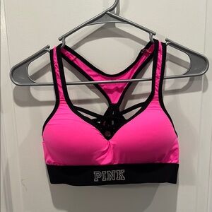 PINK Victoria's Secret Bold Sports Bra Pink and Black